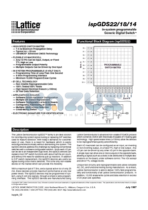 ISPGDS22 datasheet - in-system programmable Generic Digital SwitchTM