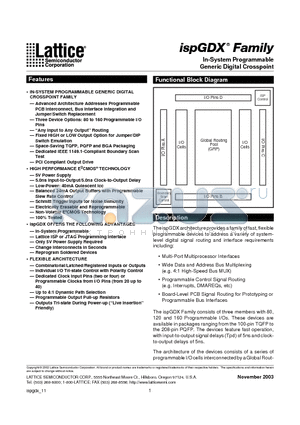 ISPGDX120A-7T176 datasheet - In-System Programmable Generic Digital Crosspoint