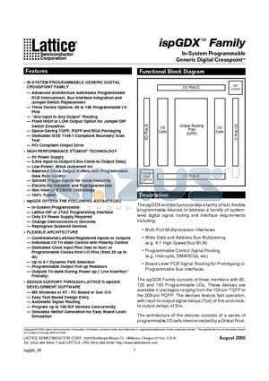 ISPGDX160A-5Q208 datasheet - In-System Programmable Generic Digital CrosspointTM