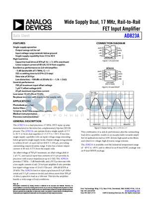 AD823AARMZ-R7 datasheet - Wide Supply Dual, 17 MHz, Rail-to-Rail