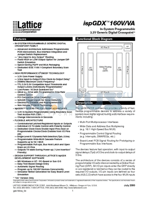 ISPGDX160VA-3B272 datasheet - In-System Programmable 3.3V Generic Digital CrosspointTM