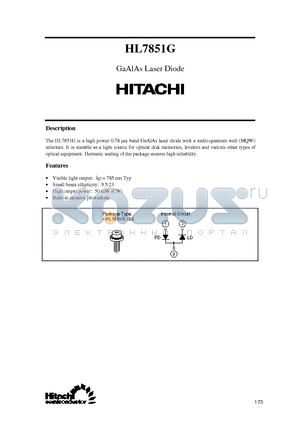 HL7851G datasheet - GaAlAs Laser Diode