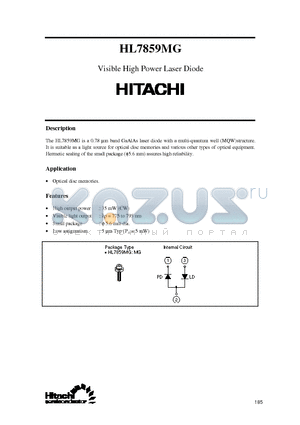 HL7859MG datasheet - Visible High Power Laser Diode