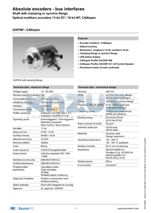 GXP5W.B10E315 datasheet - Absolute encoders - bus interfaces