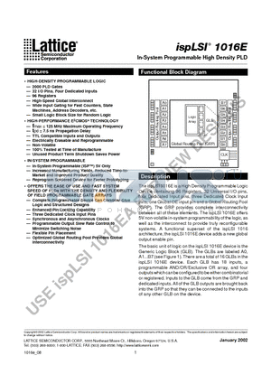 ISPLSI1016E-100LJI datasheet - In-System Programmable High Density PLD