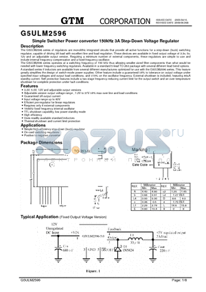 G5ULM2596 datasheet - Simple Switcher Power converter 150kHz 3A Step-Down Voltage Regulator