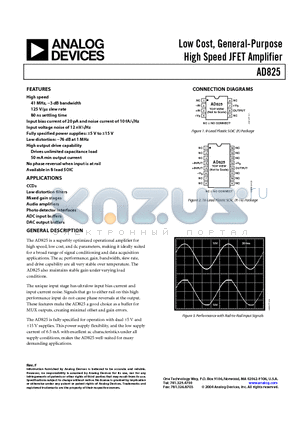 AD825_04 datasheet - Low Cost, General-Purpose High Speed JFET Amplifier