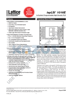ISPLSI1016E80LJNI datasheet - In-System Programmable High Density PLD