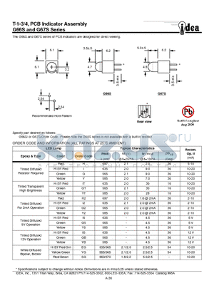G66S datasheet - T-1-3/4, PCB Indicator Assembly