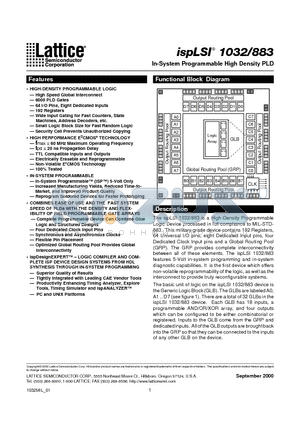 ISPLSI1032-60LG/883 datasheet - In-System Programmable High Density PLD