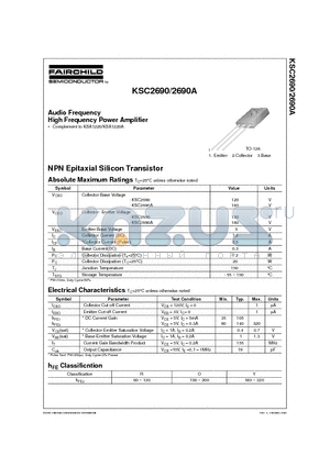 KSC2690 datasheet - Audio Frequency High Frequency Power Amplifier