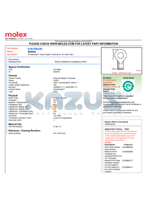 H-381-14 datasheet - VersaKrimp Ring Tongue Terminal for 1/0 AWG Wire