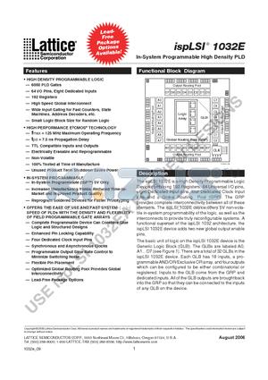 ISPLSI1032E datasheet - In-System Programmable High Density PLD