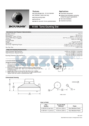 H-550 datasheet - Turns-Counting Dial