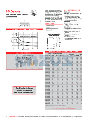 600FR100 datasheet - Two Terminal Metal Element Current Sense