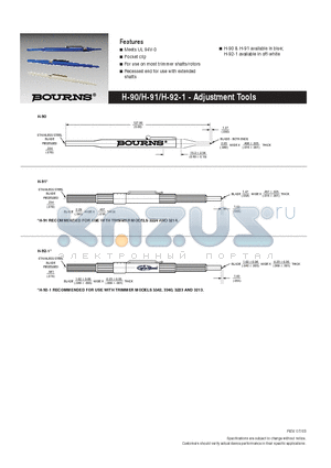 H-91 datasheet - Adjustment Tools