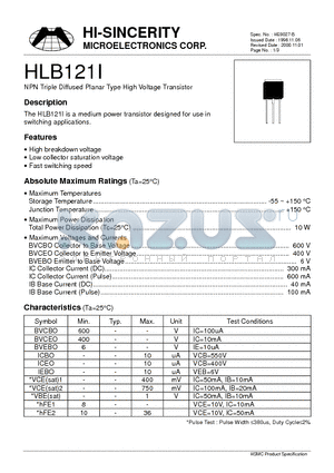 HLB1211 datasheet - NPN Triple Diffused Planar Type High Voltage Transistors