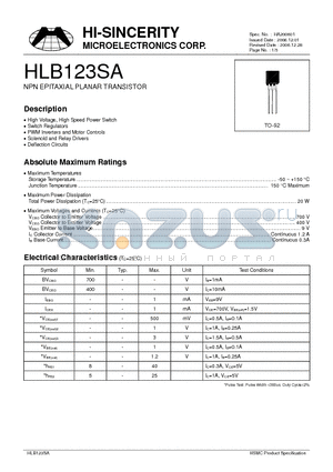 HLB123SA datasheet - NPN EPITAXIAL PLANAR TRANSISTOR