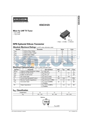 KSC3123R datasheet - Mixer for UHF TV Tuner