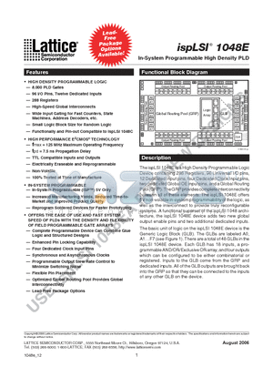 ISPLSI1048E70LTNI datasheet - In-System Programmable High Density PLD