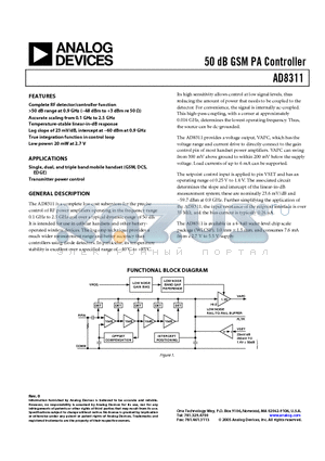 AD8311-EVAL datasheet - 50 dB GSM PA Controller