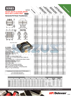 6012R-6017R datasheet - Horizontal PC Power Transformers