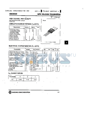 KSC5021 datasheet - NPN (HIGH VOLTAGE, HIGH QUALITY)