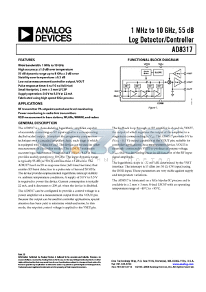 AD8317ACHIPS datasheet - 1 MHz to 10 GHz, 55 dB Log Detector/Controller