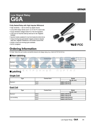 G6A-274P-ST40-US datasheet - Low Signal Relay