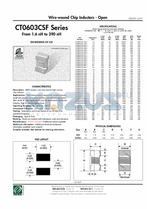 CT0603CSF-18NG datasheet - Wire-wound Chip Inductors - Open