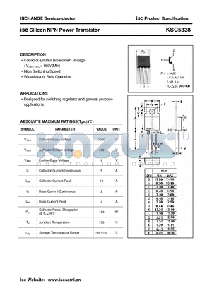 KSC5338 datasheet - isc Silicon NPN Power Transistor