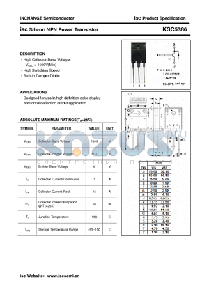 KSC5386 datasheet - isc Silicon NPN Power Transistor