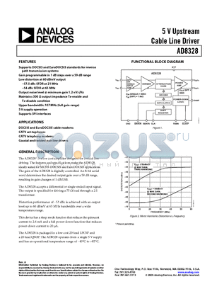 AD8328ACP-REEL7 datasheet - 5 V Upstream Cable Line Driver