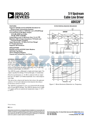 AD8328ARQ-REEL datasheet - 5 V Upstream Cable Line Driver