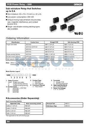 G6BU-2014CUS12VDC datasheet - Sub-miniature Relay that Switches up to 5 A