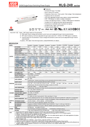 HLG-240 datasheet - 240W Single Output Switching Power Supply