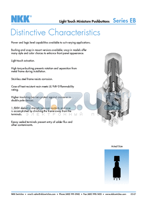 EB2061-CF datasheet - Light Touch Miniature Pushbuttons