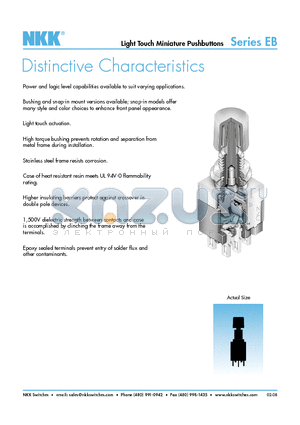 EB2061-E-J20 datasheet - Light Touch Miniature Pushbuttons