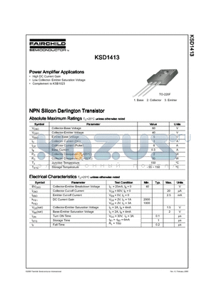 KSD1413 datasheet - Power Amplifier Applications