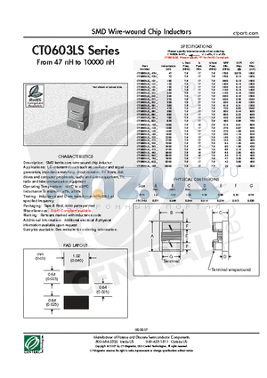CT0603LS-121K datasheet - SMD Wire-wound Chip Inductors