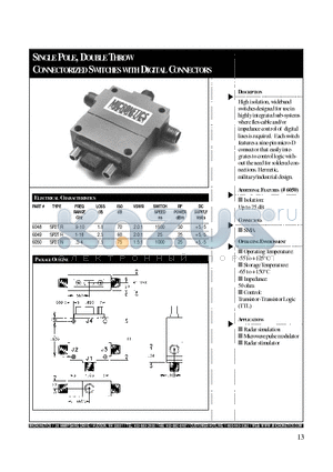 6049 datasheet - SINGLE POLE, DOUBLE THROW CONNECTORIZED SWITCHES WITH DIGITAL CONNECTORS
