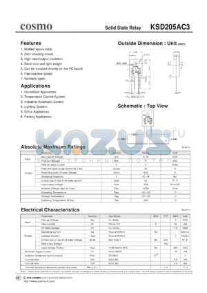 KSD205AC3 datasheet - SOLID STATE RELAY