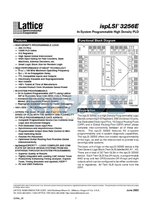 ISPLSI3256E-100LB320 datasheet - In-System Programmable High Density PLD