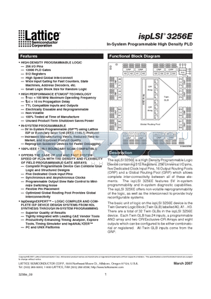 ISPLSI3256E70LQA datasheet - In-System Programmable High Density PLD