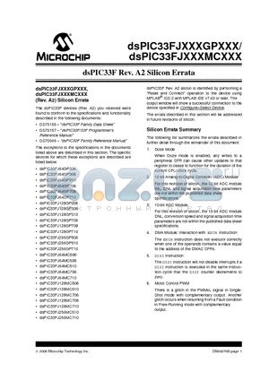 DSPIC33FJ256GP510 datasheet - Silicon Errata