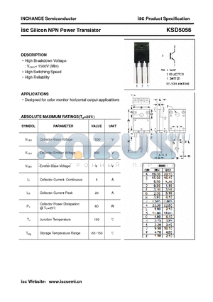 KSD5058 datasheet - isc Silicon NPN Power Transistor