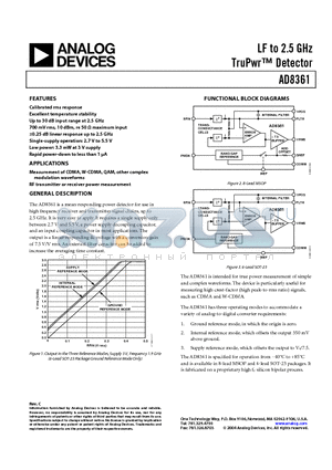 AD8361ART-REEL7 datasheet - LF to 2.5 GHz TruPwr Detector