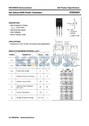 KSD5057 datasheet - isc Silicon NPN Power Transistor