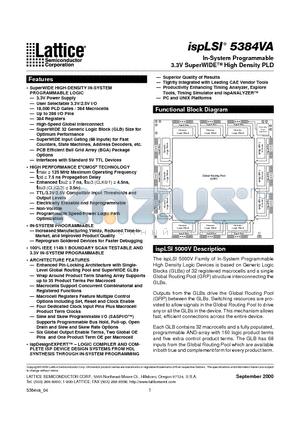 ISPLSI5384VA-125LQ208 datasheet - In-System Programmable 3.3V SuperWIDE High Density PLD