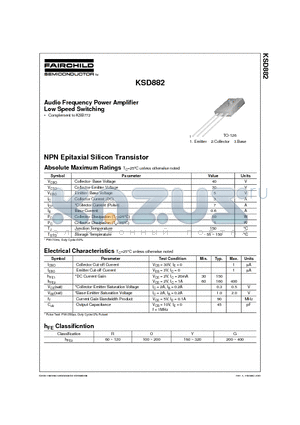 KSD882R datasheet - Audio Frequency Power Amplifier